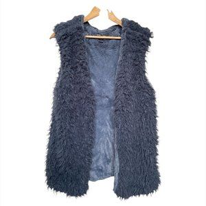 Ellie Kate Plush faux fur vest Ladies Sm gray blue
